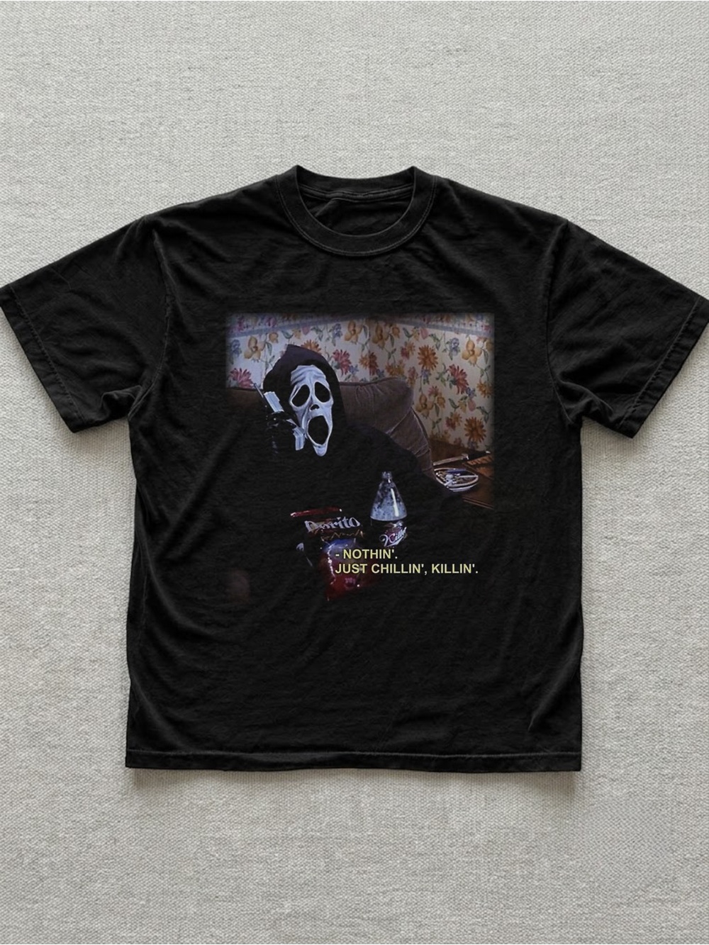 Nothin’ Just Chillin Killin Horror Tee | Ghostface 90s Halloween Graphic Tee